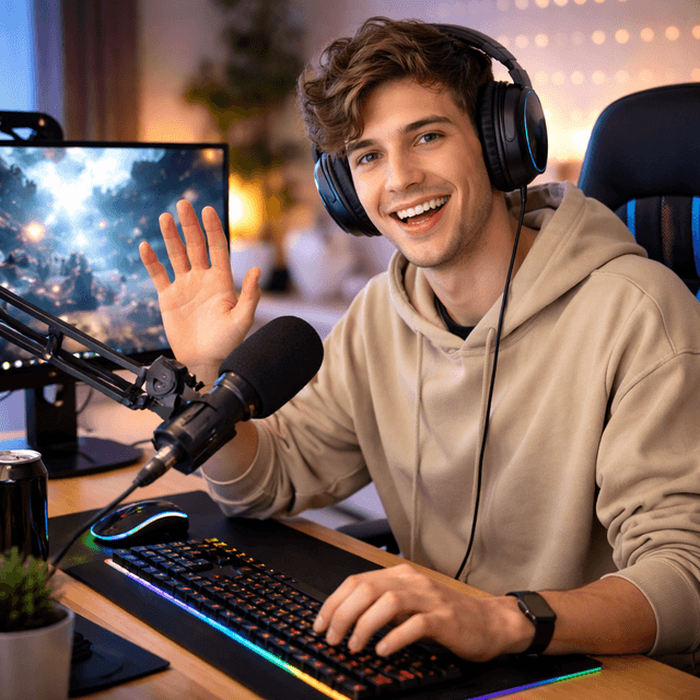 a boy streaming on desktop